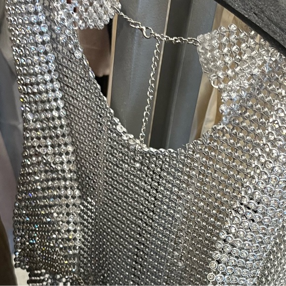 NWT ⚜️🩶⚜️ HOUSE OF HARLOW 1960 Silver Rhinestone Vest - Picture 4 of 5